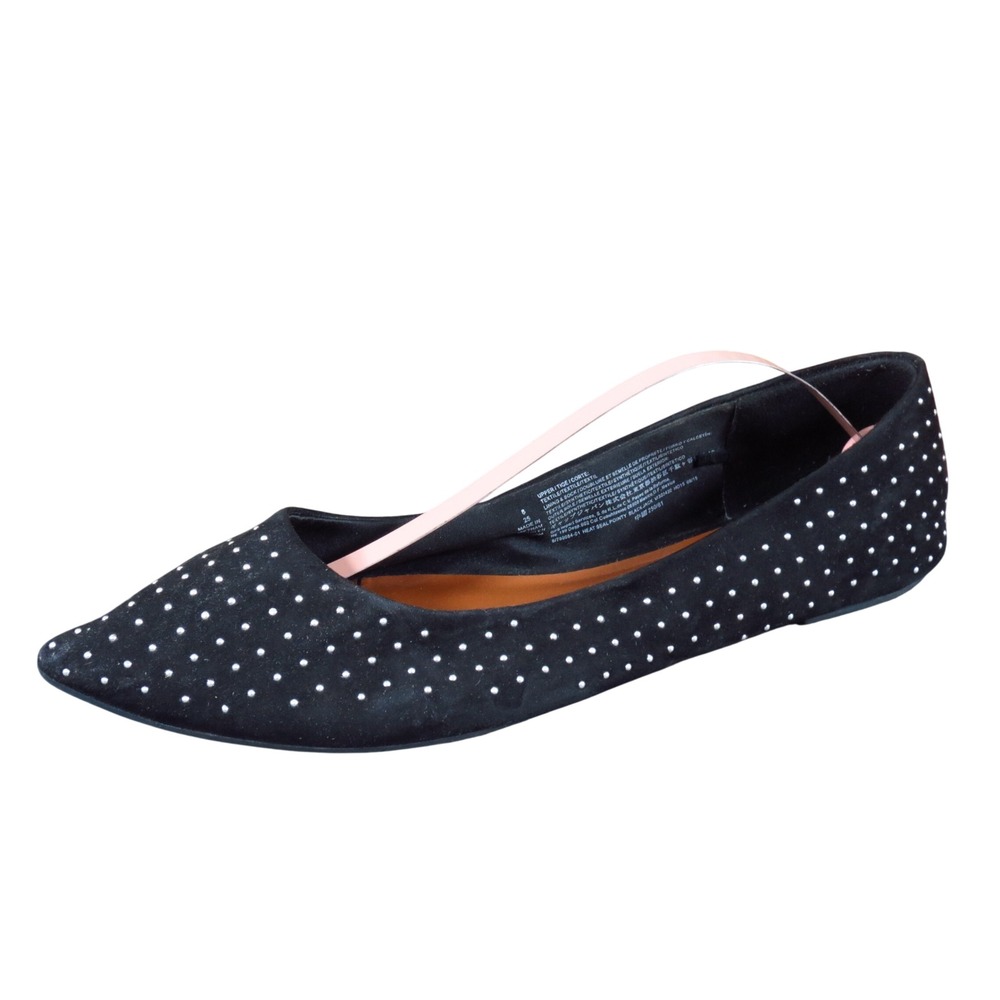 Old Navy Heat Seal Pointy Women Ballet Flat Size 8 Work Dressy Black Polka Dot